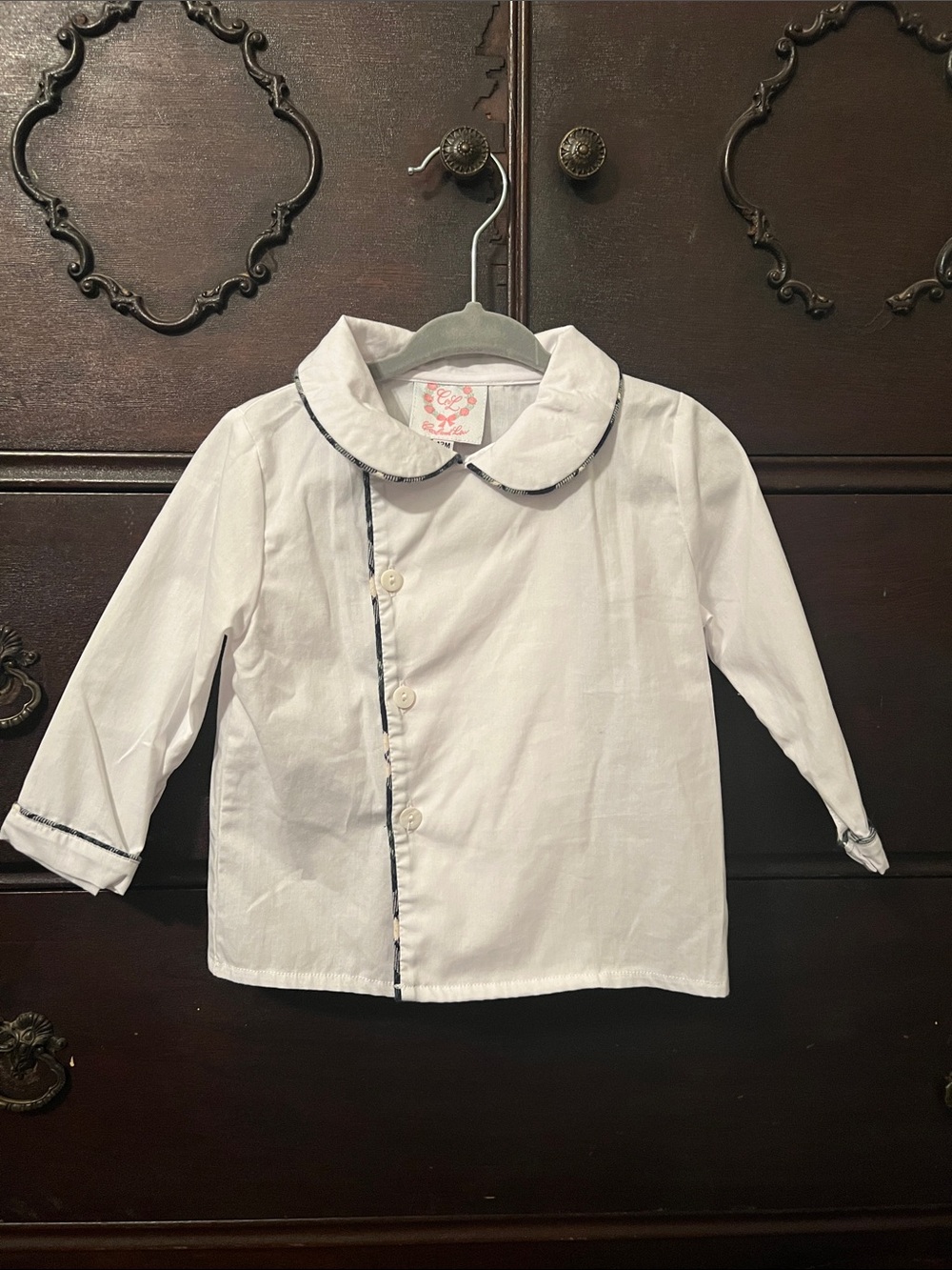 Cecil and Lou Button-Front Shirt with Tartan Trim